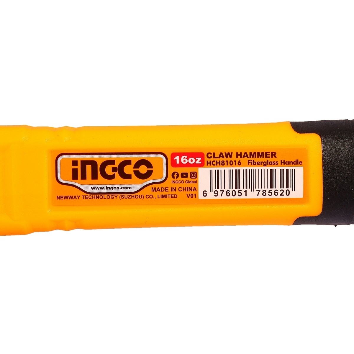 INGCO ค้อนหงอนด้ามไฟเบอร์ 16oz หัวค้อนมีแม่เหล็กจับตะปู รุ่น HCH81016