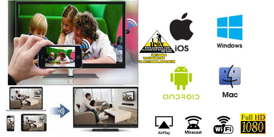 Anycase HDMI WIFI Display ตัวส่งสัญญาณภาพจากมือถือขึ้นจอทีวี ( สีดำ )