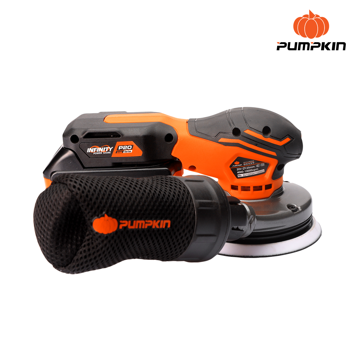 เครื่องขัดกระดาษทราย กลมไร้สาย 5นิ้ว 20V INF-510RSCB PUMPKIN 50439