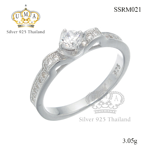 แหวนเงินแท้925เพรชประดับเพรชแท้สวิส เกรดดี น้ำใส