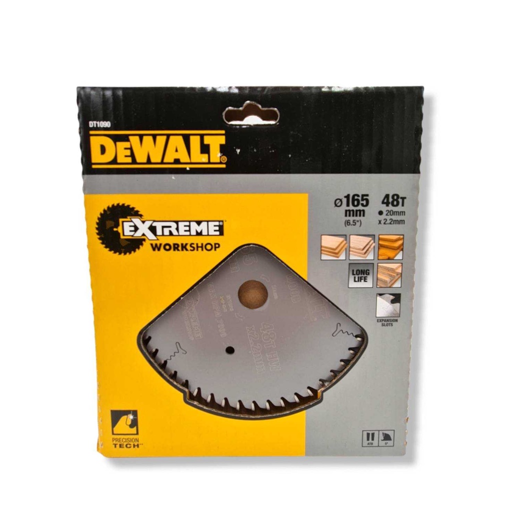 DEWALT ใบเลื่อยวงเดือนตัดไม้ 6-1/2 นิ้ว (165 มม.) 48T รูใบ 20 มม. รุ่น DT1090-QZ