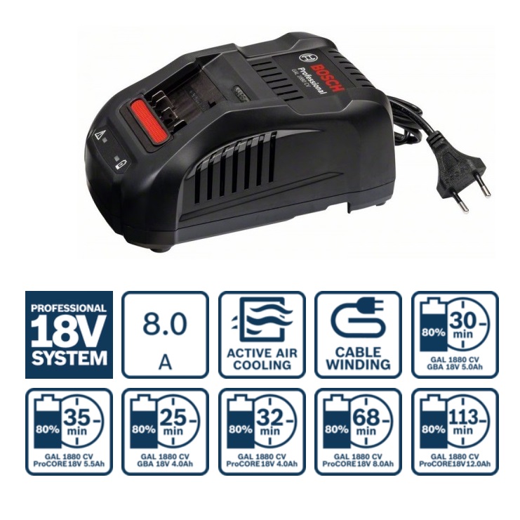 แท่นชาร์จ 14.4/18V (8.0A) GAL1880CV BOSCH 2607225921