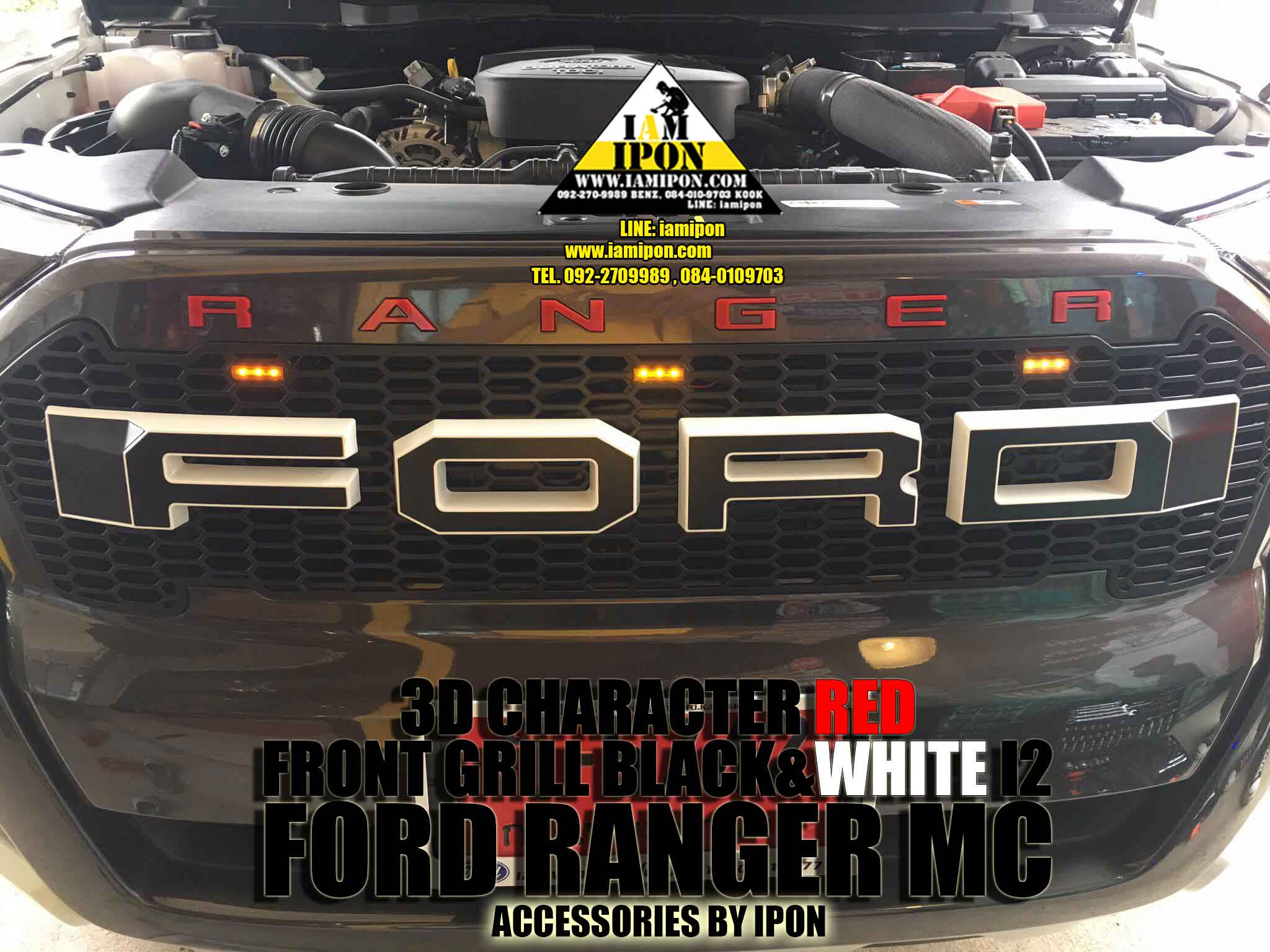 FRONT GRILL BLACK&WHITE I2 FORD RANGER MC กระจังหน้าดำขอบขาว I2 ฟอร์ดเรนเจอร์ MC