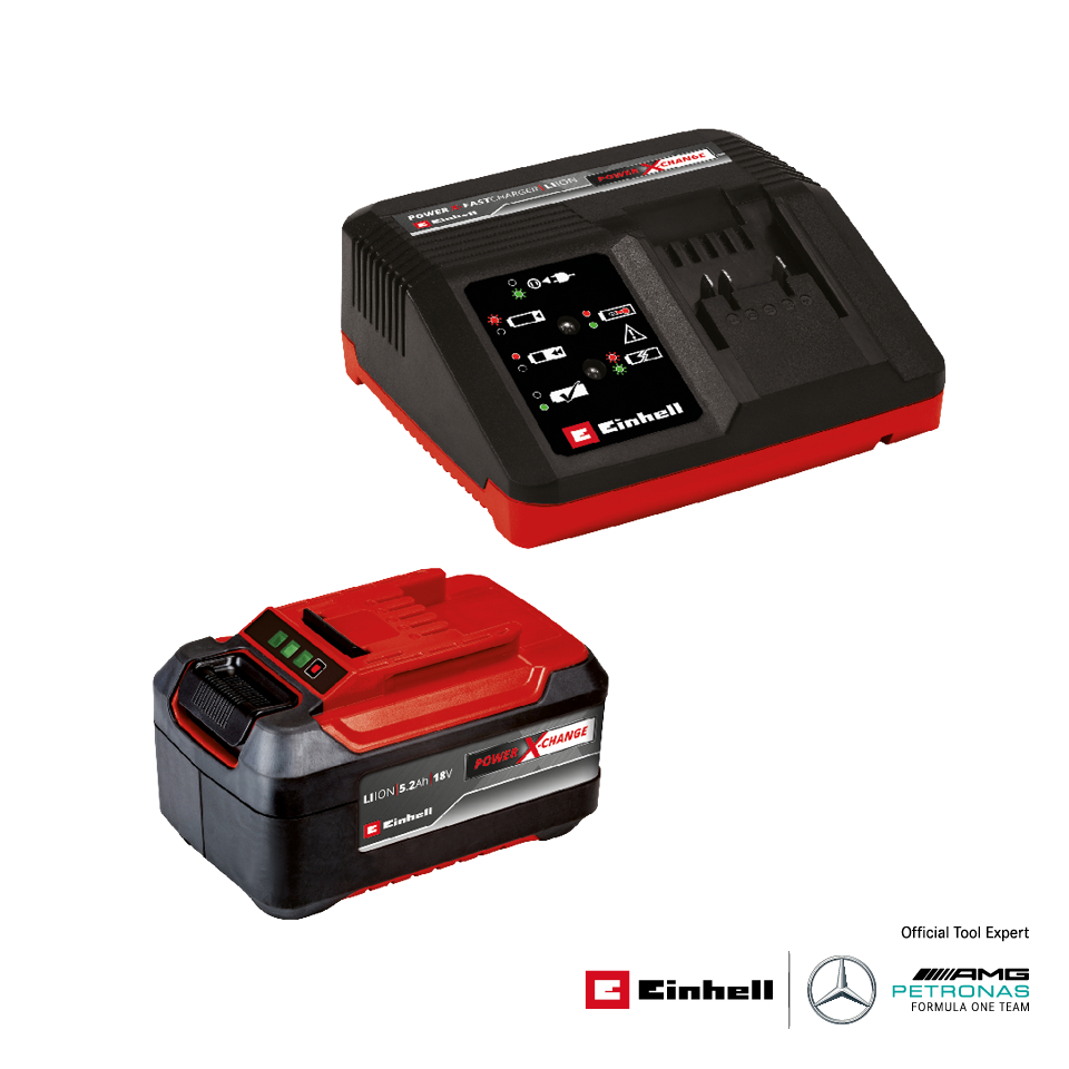 EINHELL ชุดแบตเตอรี่พร้อมเครื่องชาร์จ 5.2 Ah PXC Fastcharger Starter Kit (A4511621)