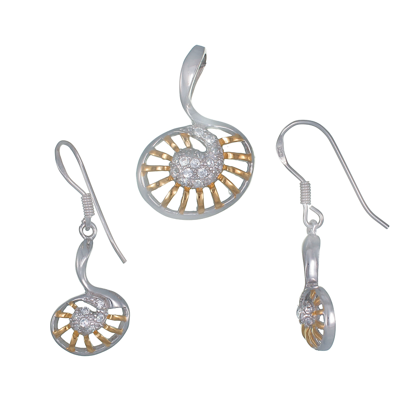 ต่างหูพร้อมจี้ ( ชุบทอง ) = Earring with Pendant ( Gold )