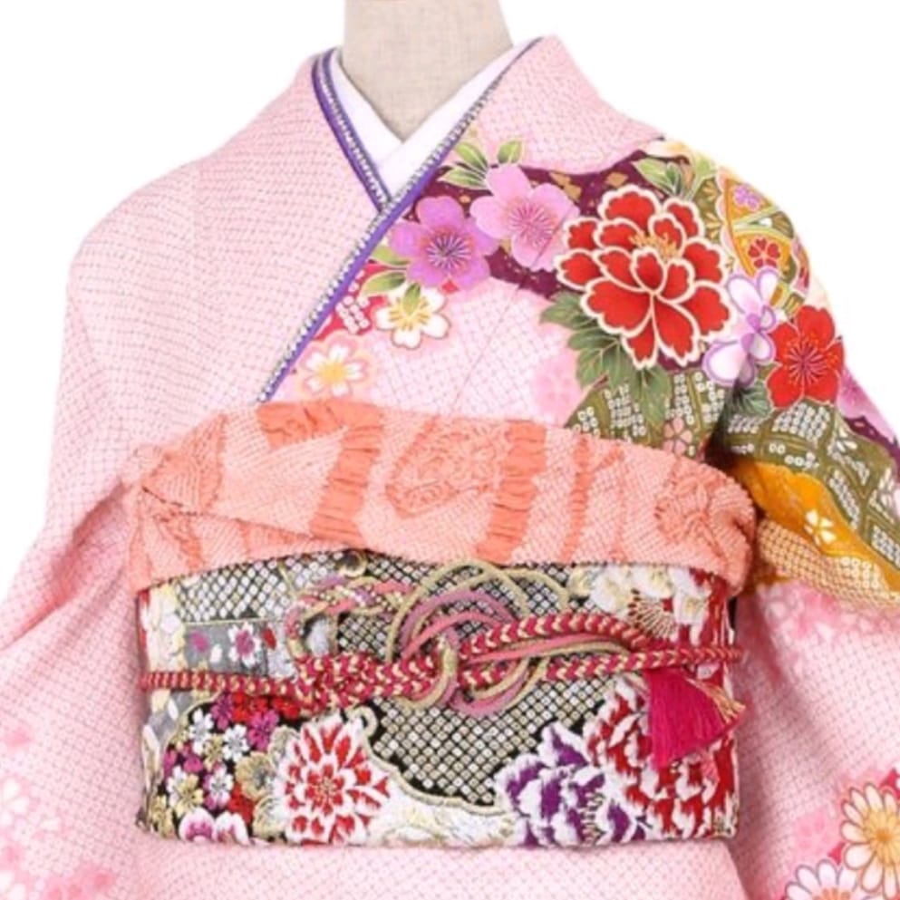 setผ้าชิโบริ+เชื่อกประดับโอบิ ชมพู05