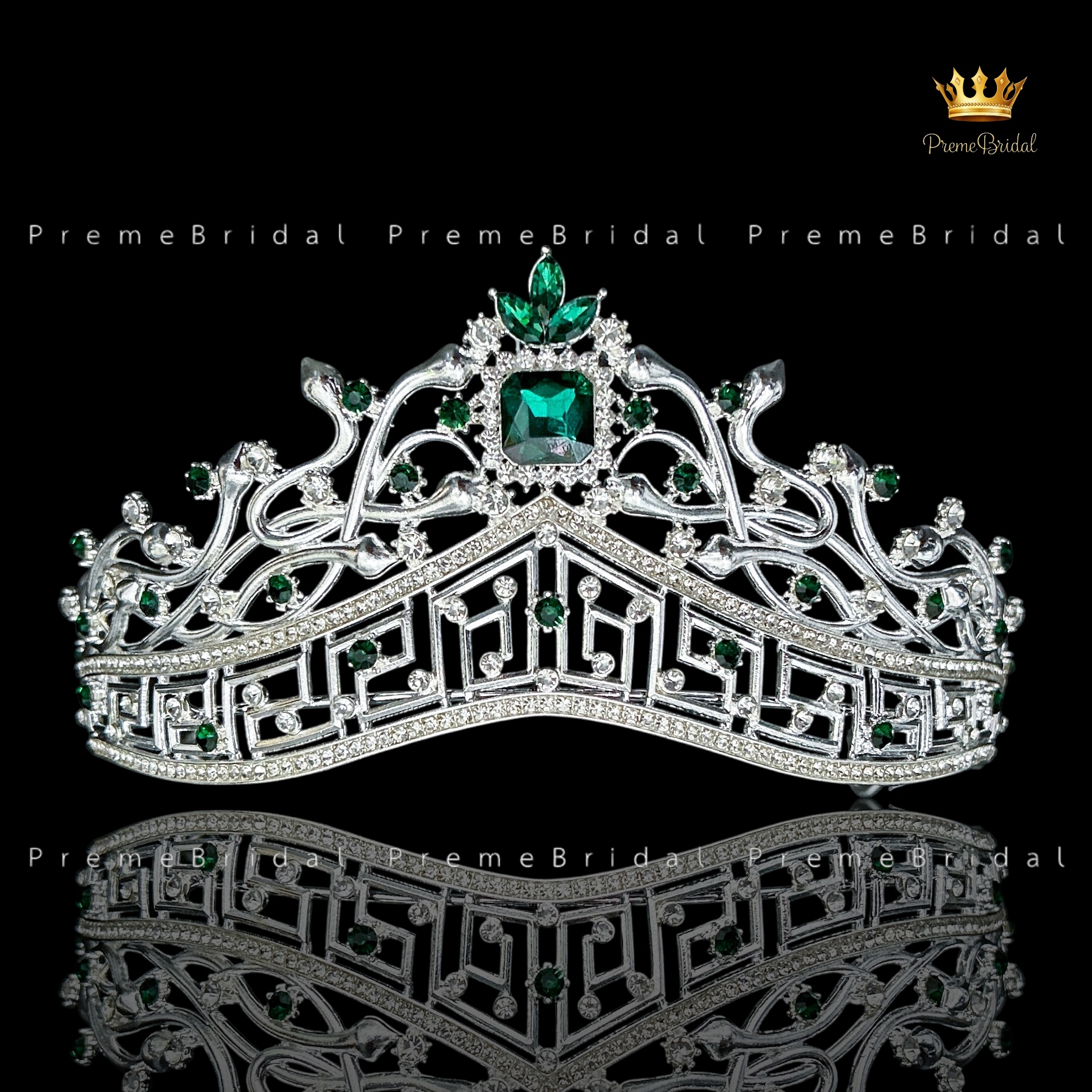 (พร้อมส่ง) เทียร่า 453 สีเขียว มงกุฎครึ่งหัว งานสวย ปราณีต QCเพชรทุกเม็ด สินค้าพร้อมส่งจากไทย ไม่ต้องรอจีน