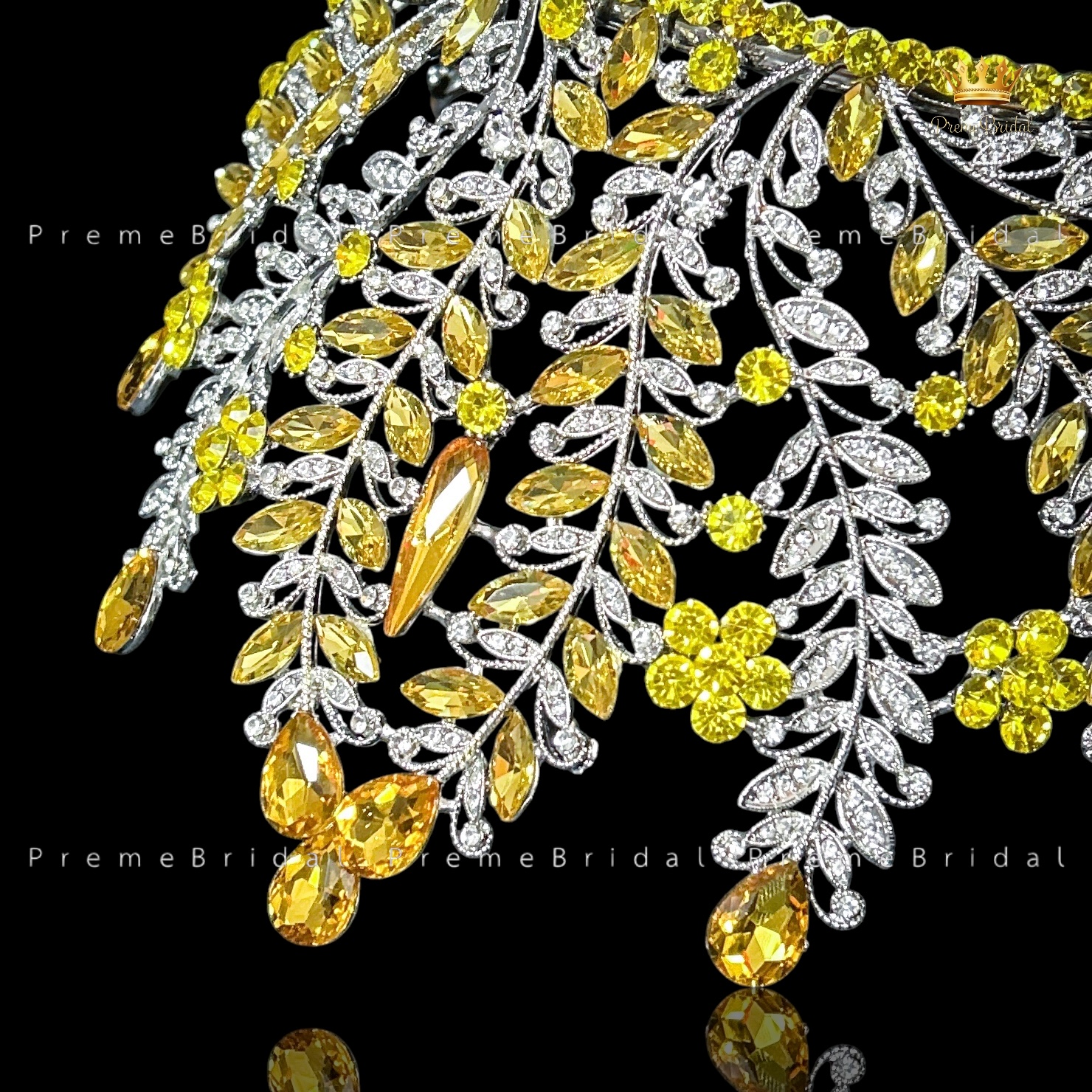 (พร้อมส่งจากไทย) มงกุฏ 132 สีเหลือง ขนาดใหญ่ไซส์นางงาม งานสวย รุ่นฐานกลม ส่งด่วน ส่งจาก จ.อุบลราชธานี