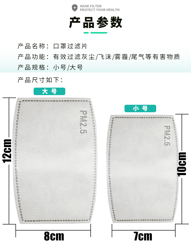 แผ่นกรองหน้ากากคาร์บอน 5ชั้น ป้องกันฝุ่นPM2.5+เชื้อไวรัส ผู้ใหญ่