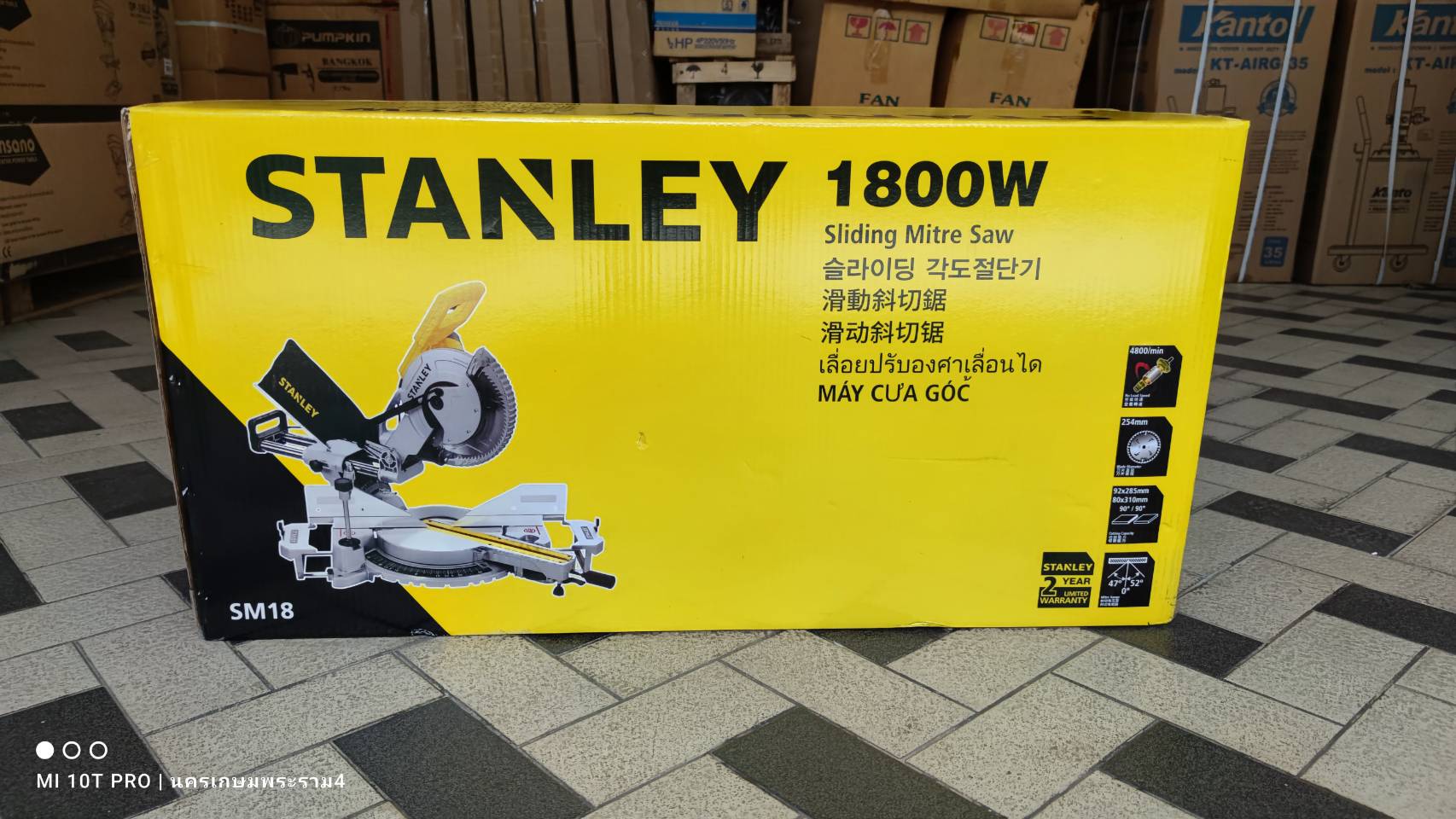 แท่นตัดองศา10" SM18 STANLEY สไลด์ได้ มีเลเซอร์