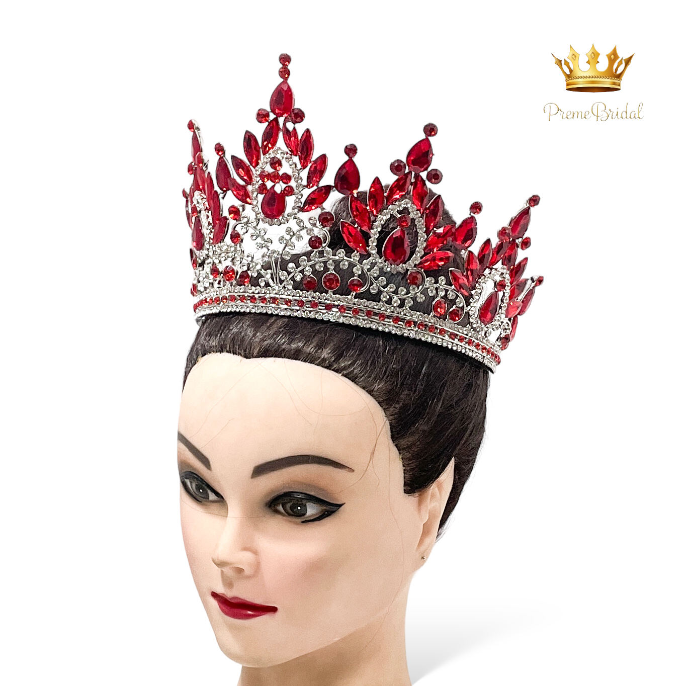 (พร้อมส่งจากไทย) มงกุฏ 120 สีแดง งานสวย งานนางงาม รุ่นฐานกลม ปรับขนาดได้ ส่งด่วน ส่งจาก จ.อุบลราชธานี