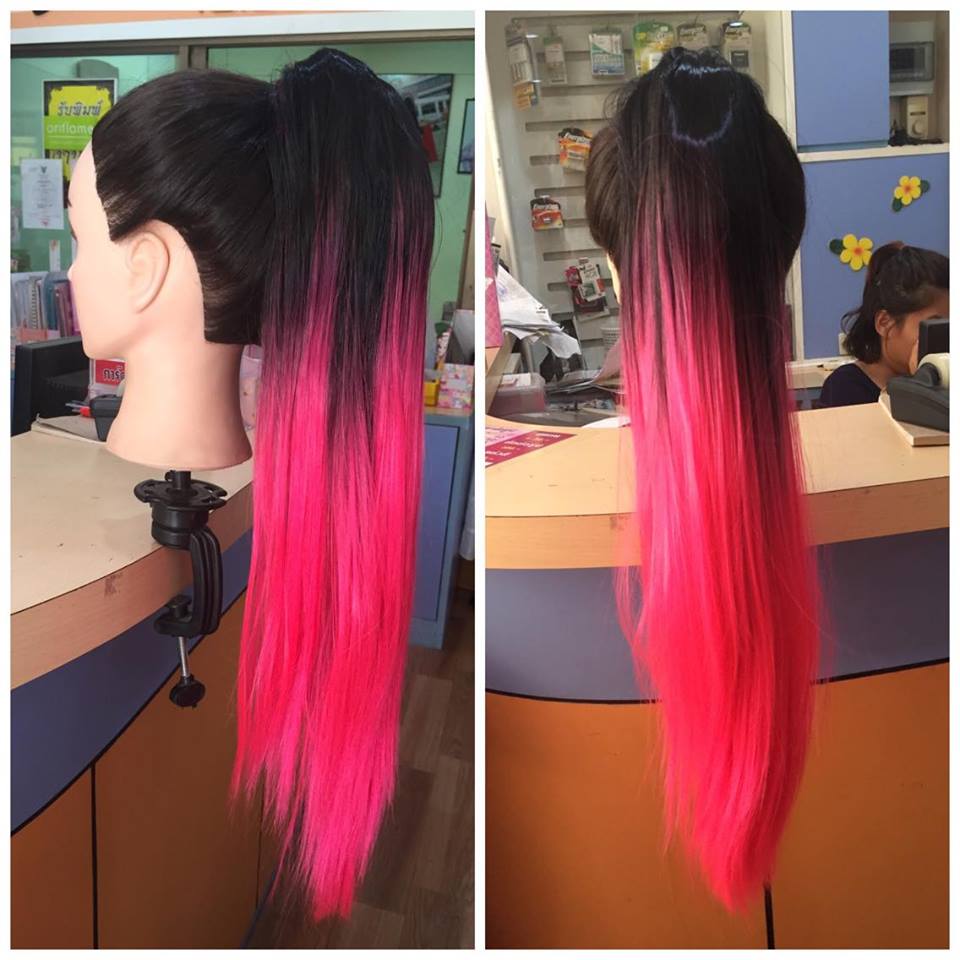 (พร้อมส่ง) วิกหางม้าหนีบตรงไฮไลท์ปลายผมยาว 55 cm