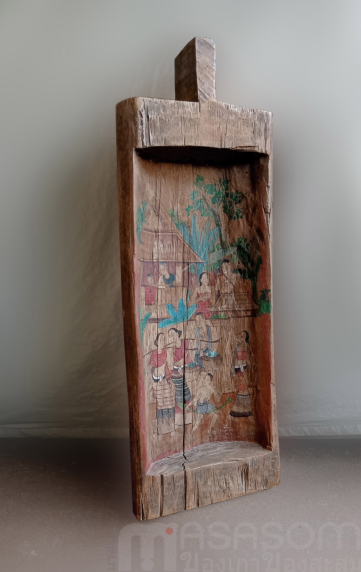 ถาดไม้สักเพ้นท์ลาย