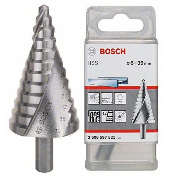 ดอกสเต็ป HSS 12 step 6-39mm. (Silver) BOSCH