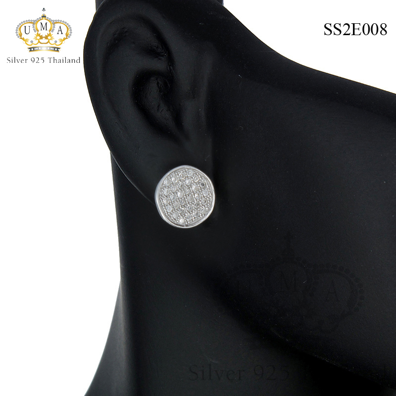 ต่างหูเงินแท้925ประดับเพรชแท้สวิส