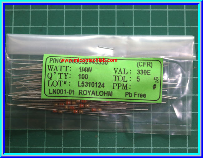 100x ตัวต้านทาน 330 Ohm 1/4 Watt 5% Cabon