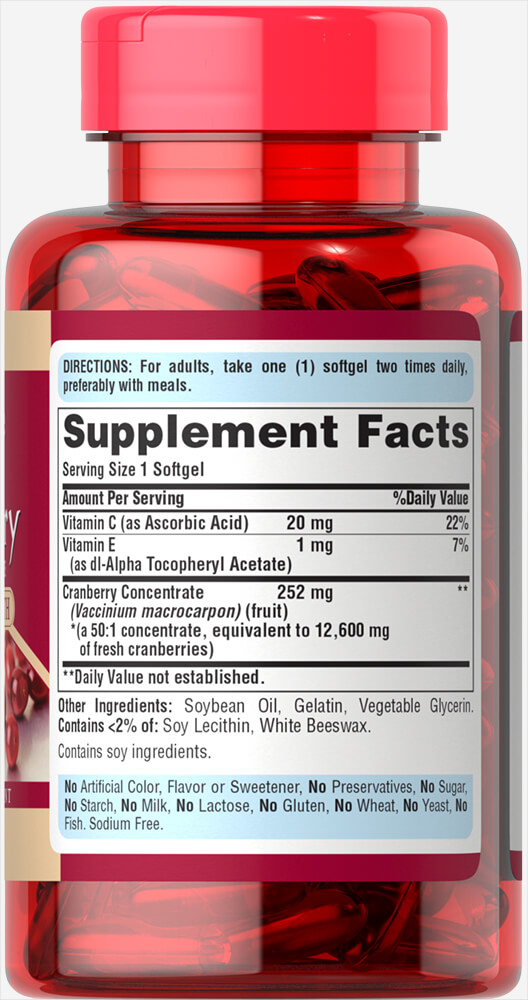 Puritan Triple Strength Cranberry Fruit Concentrate 12600 mg 100 Softgels