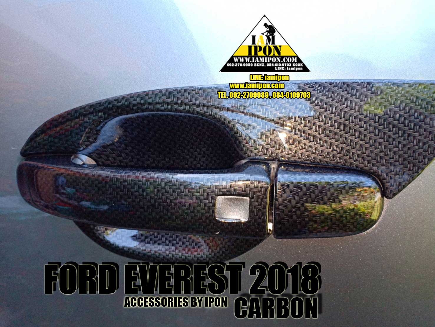 DOOR HANDLE FORD EVEREST CARBON ครอบมือจับคาร์บอนฟอร์ดเอเวอร์เรสต์ 2018 ( เว้าเซ็นเซอร์ )