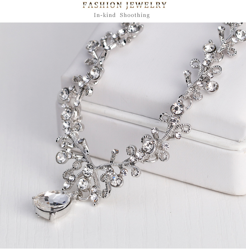 (พร้อมส่ง) สร้อยคอเพชร+ต่างหู 167 (หนีบ)