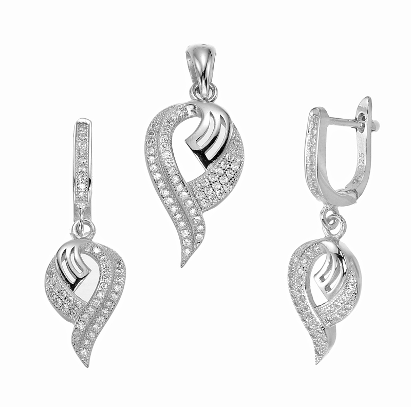 ต่างหูพร้อมจี้ ( เงิน ) = Earring with Pendant ( Silver )
