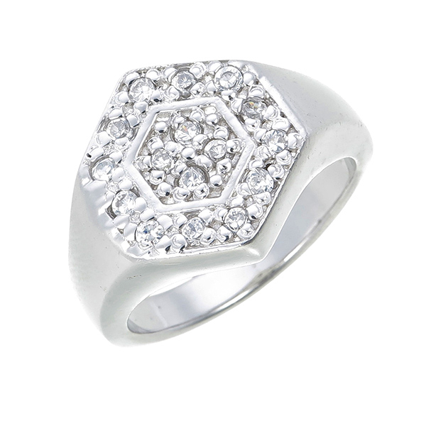 แหวนเงินแท้925 ประดับเพชร CZ ตัวเรือนเงินแท้100% (เงินแท้92.5%) แหวนทรงหกเหลี่ยม ฝังเพชรกลมขาว แวววาวและดูหรูหรา ดีไซน์สุดคลาสสิค สวยหรูแต่ไม่เรียบจนเกินไป บ่งบอกสไตล์ได้ [Size12 = เบอร์ 67 (ร้านทองทั่วไป)]