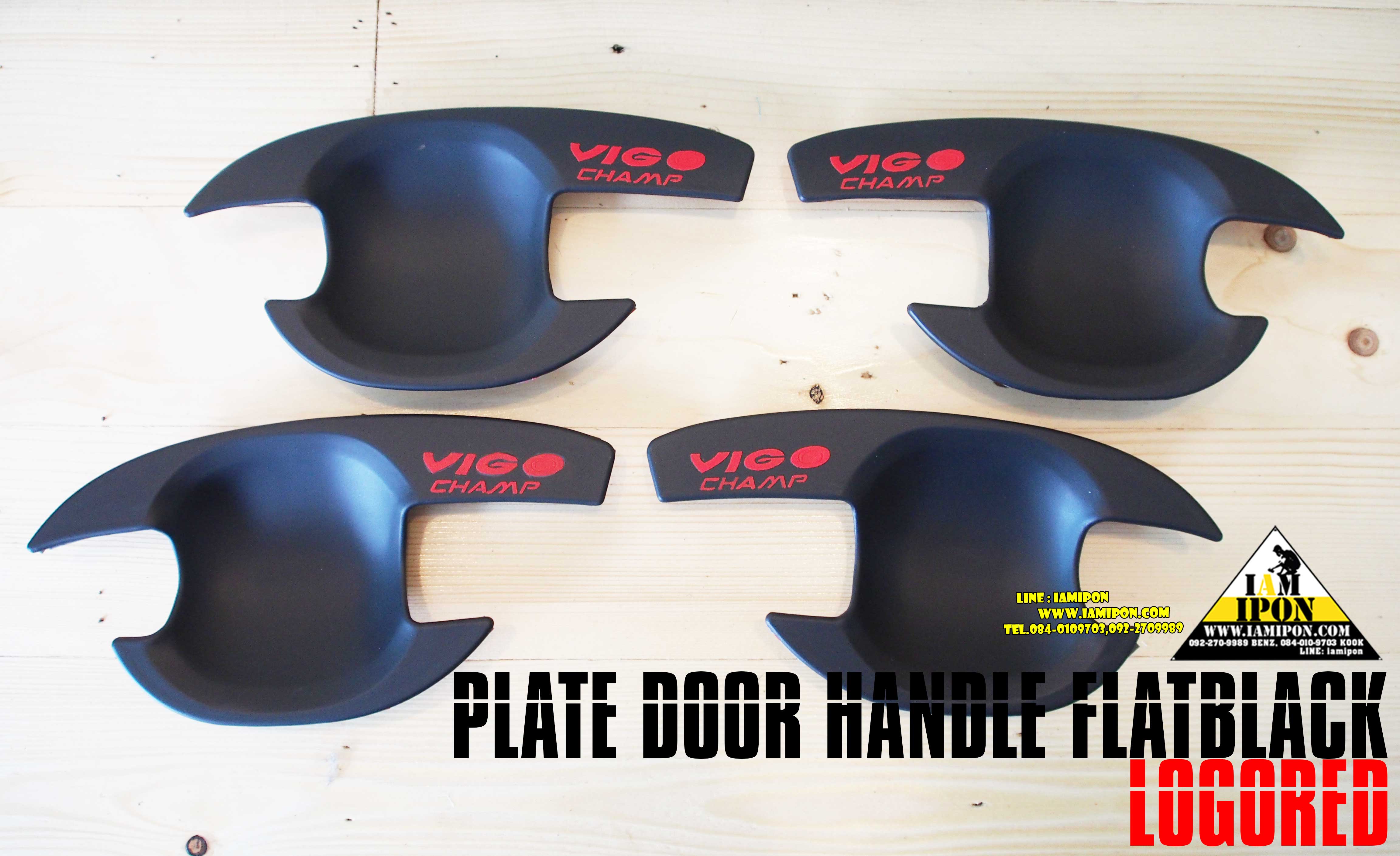 PLATE DOOR HANDLE FLATBLACK LOGORED VIGO เบ้ารองมือเปิดวีโก้ดำด้านโลโก้แดง