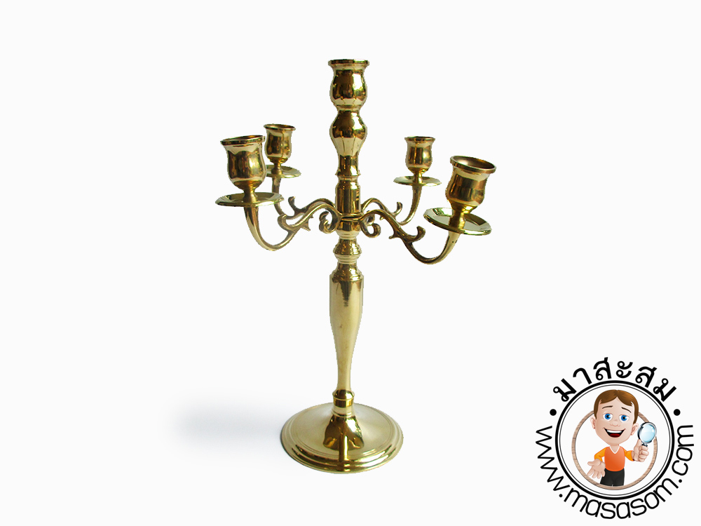 เชิงเทียนทองเหลือง5ช่อ 14 นิ้ว