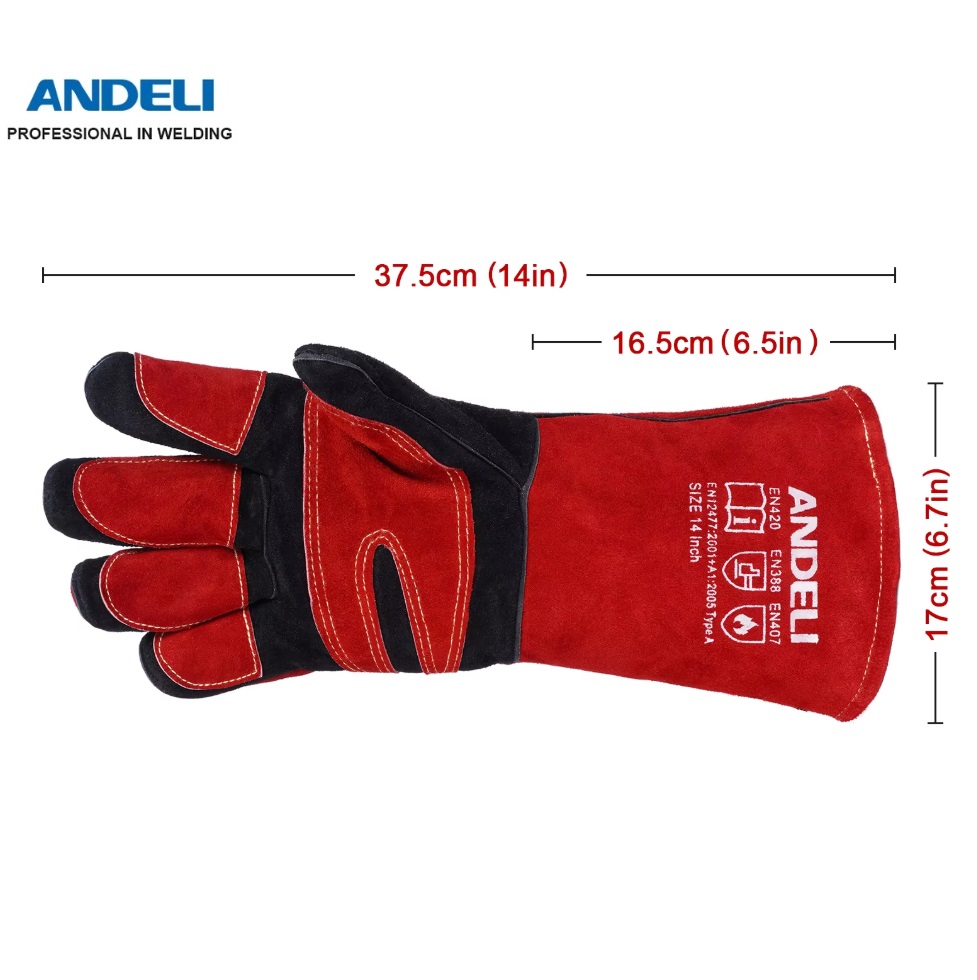 ถุงมือเชื่อม13" สีแดง ANDELI รุ่น 141-1001