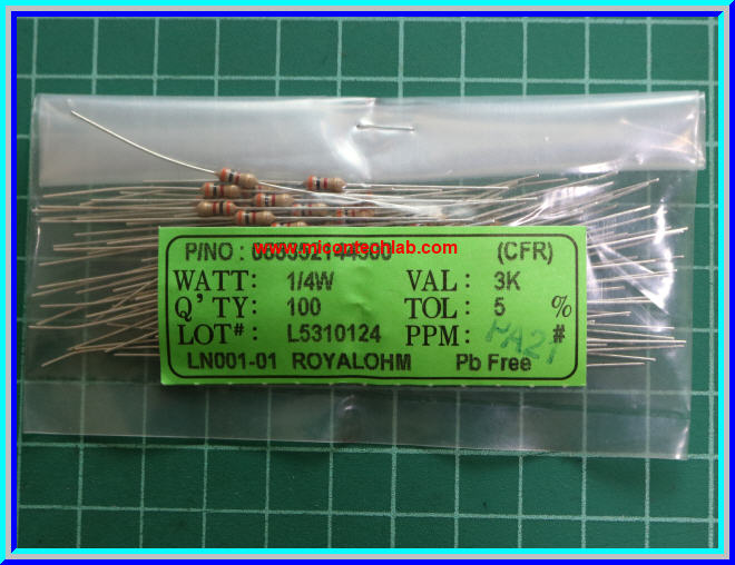 100x Resistor 3 Kohm 1/4 Watt 5% Cabon Resistor