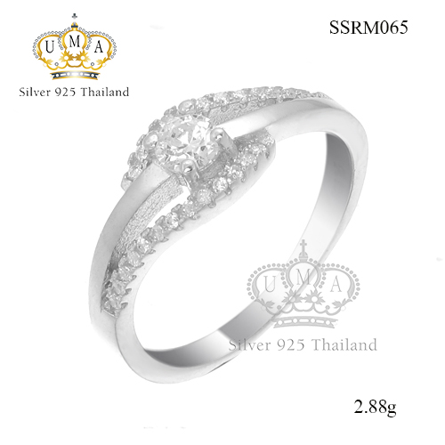แหวนเงินแท้925เพรชประดับเพรชแท้สวิส เกรดดี น้ำใส