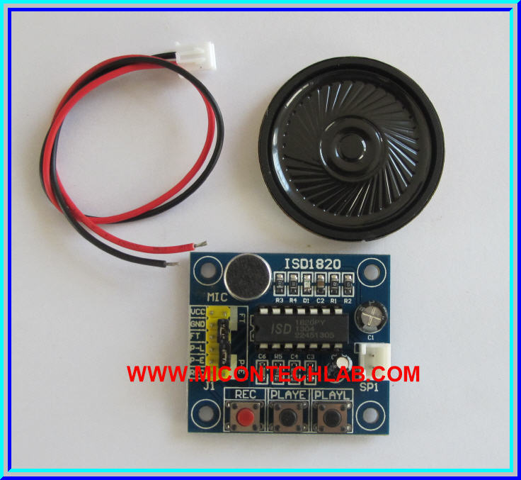 1x ISD1820 โมดูลบันทึกและเล่นเสียง พร้อมไมค์ ลำโพง Sound Recorder