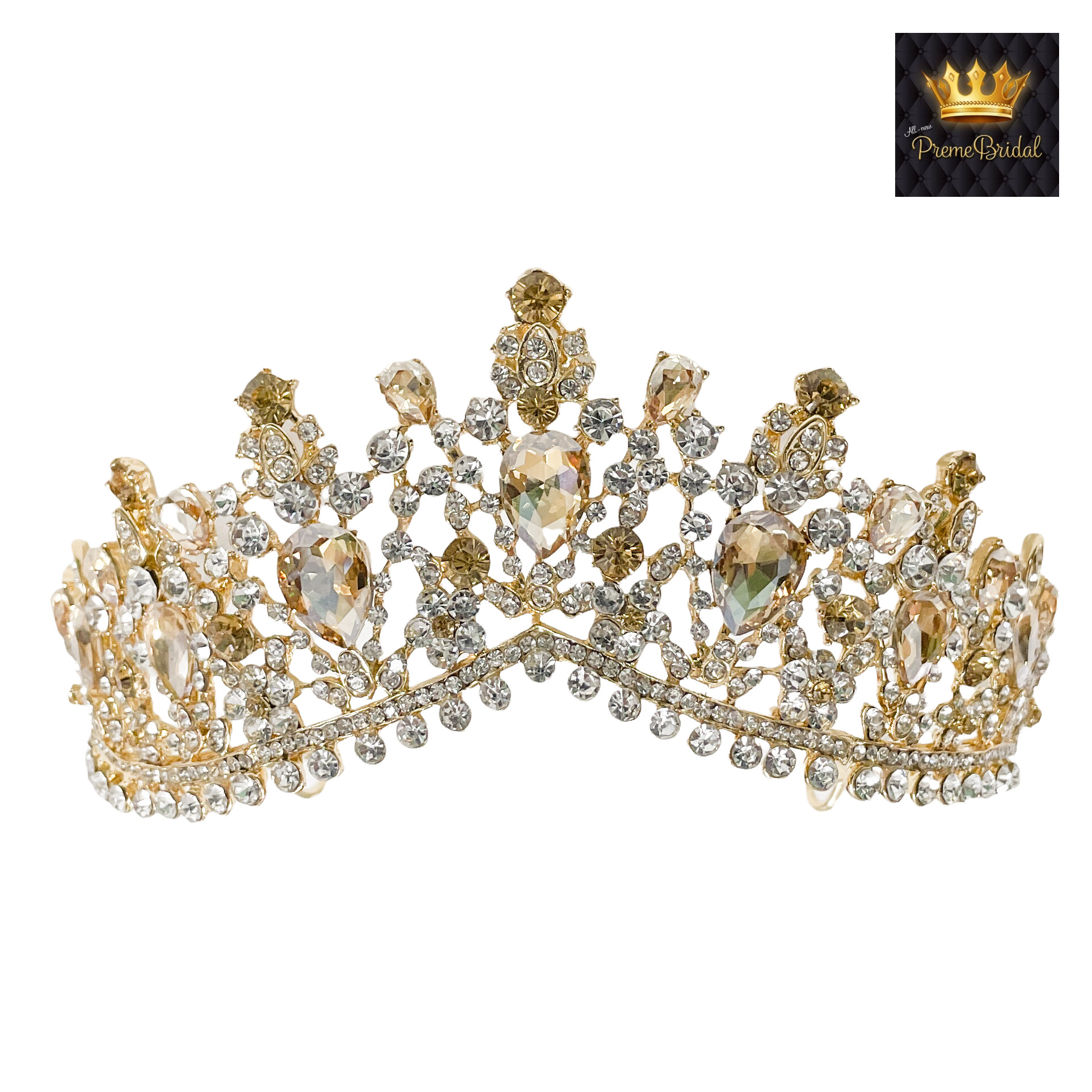 (พร้อมส่ง) เทียร่า 332 สีเหลืองทอง มงกุฎนางงาม งานสวย ปราณีต QCเพชรทุกเม็ด สินค้าพร้อมส่งจากไทย