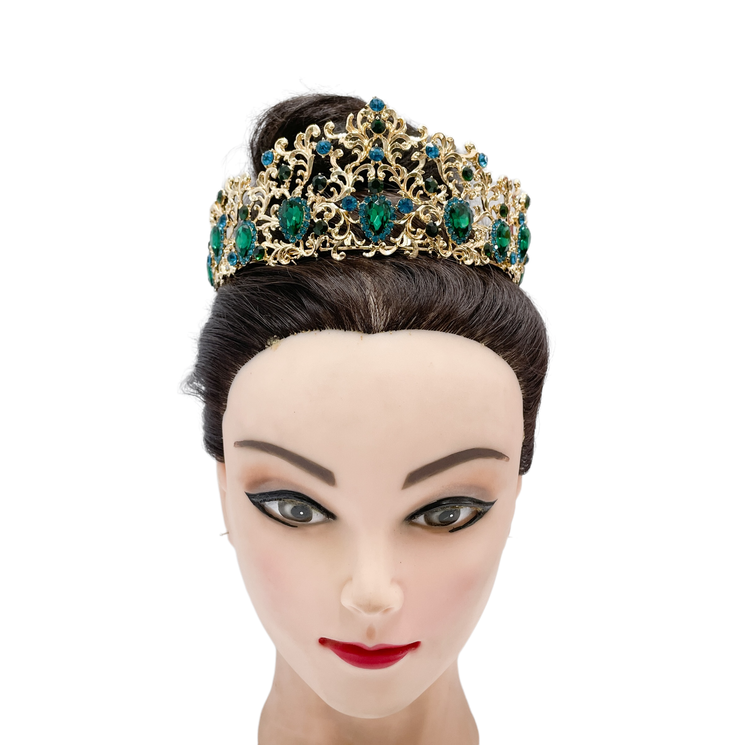 (พร้อมส่ง) เทียร่า 006 สีเขียว มงกุฎนางงาม มงกุฎเจ้าหญิง งานสวย ปราณีต QCเพชรทุกเม็ด สินค้าพร้อมส่งจากไทย