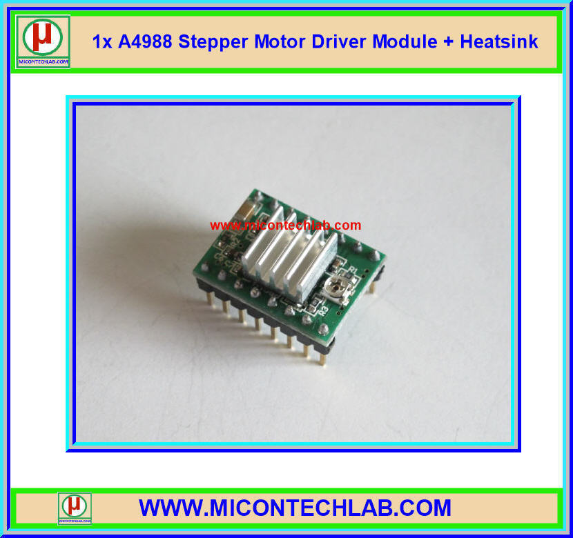 1x แผงวงจรขับสเตปมอเตอร์ A4988 Stepper Motor Driver + Heatsink