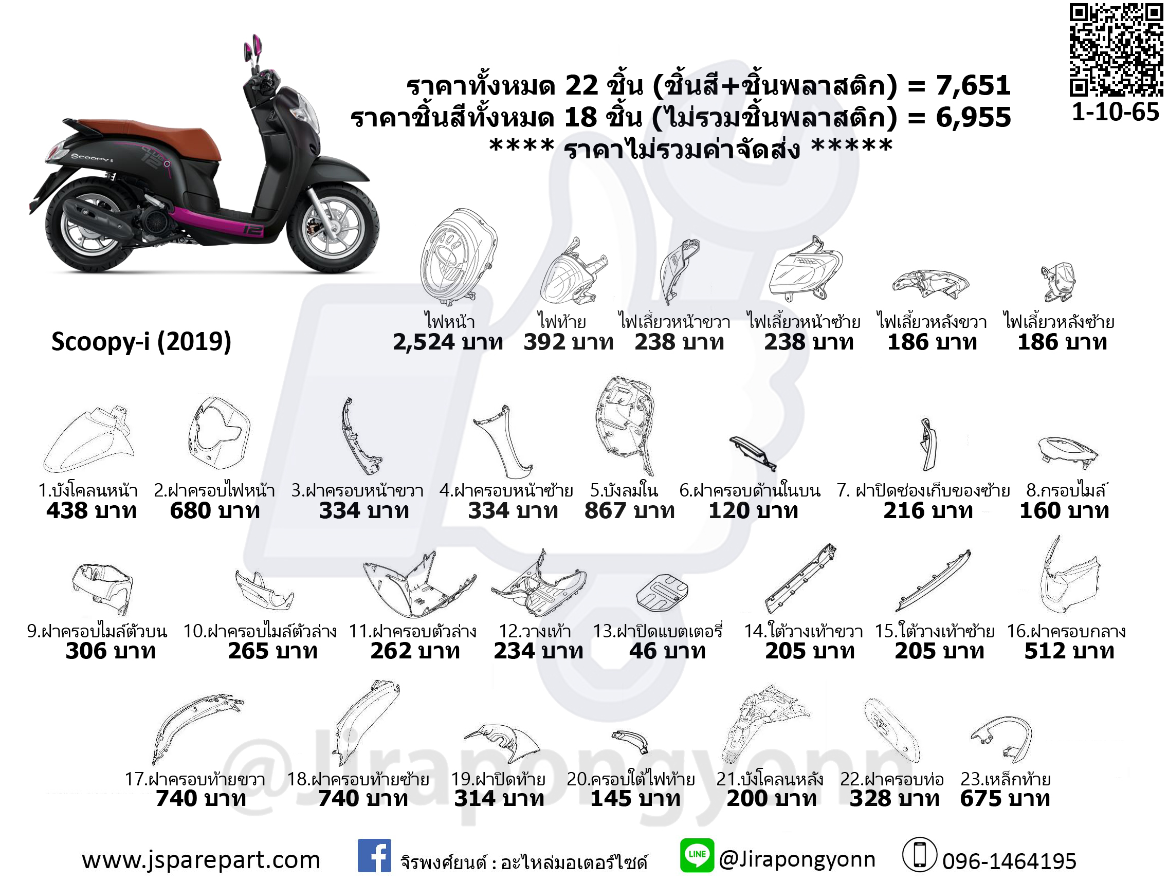 Honda ชุดสี Scoopy-i ปี 2019 แท้ ศูนย์ ชุด 22 ชิ้น Scoopy-i