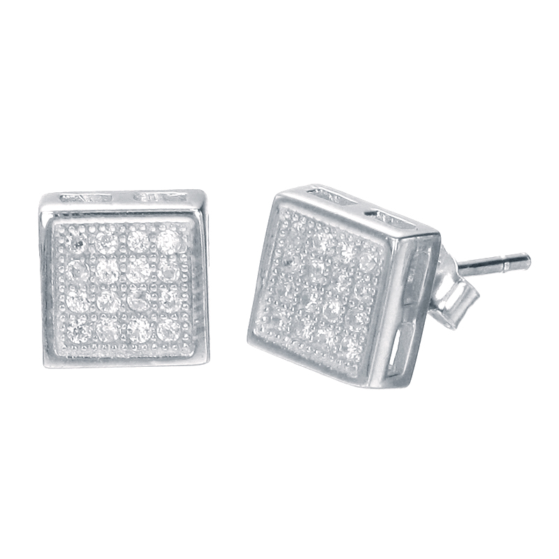 ต่างหูเงินแท้925ประดับเพรชแท้สวิส