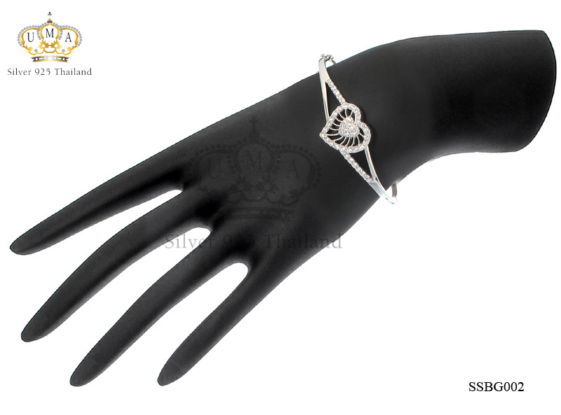 กำไลเงินแท้925ประดับเพรชแท้สวิส เกรดดี น้ำใส