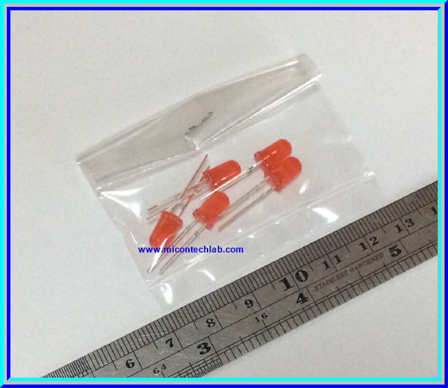 5x LED Red Color 5mm (แอลอีดีสีแดง 5มม 5 ตัวต่อชุด)