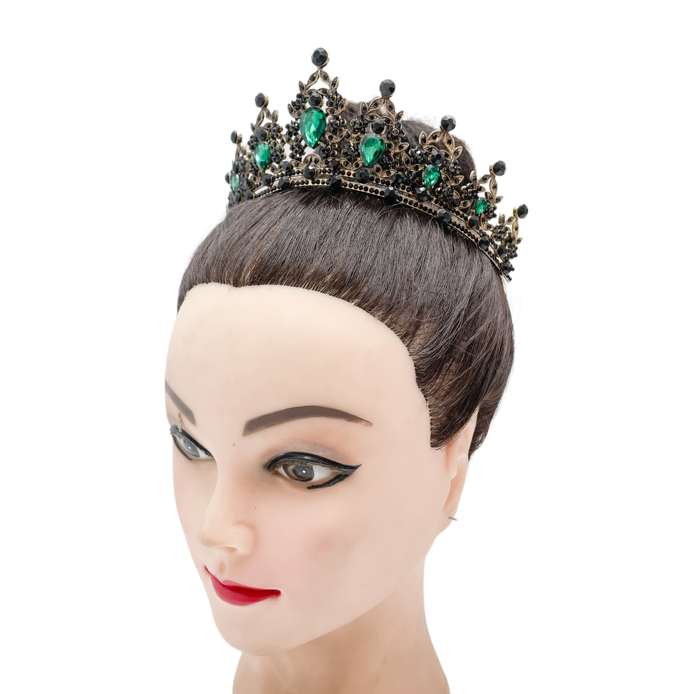 (พร้อมส่ง) มงกุฎสีดำ 146 สีดำ-เขียว งานสวย ปราณีต QCเพชรทุกเม็ด สินค้าพร้อมส่งจากไทย