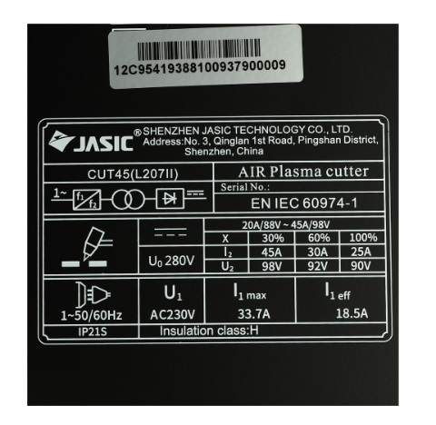 เครื่องตัดพลาสม่า CUT45L207II JASIC