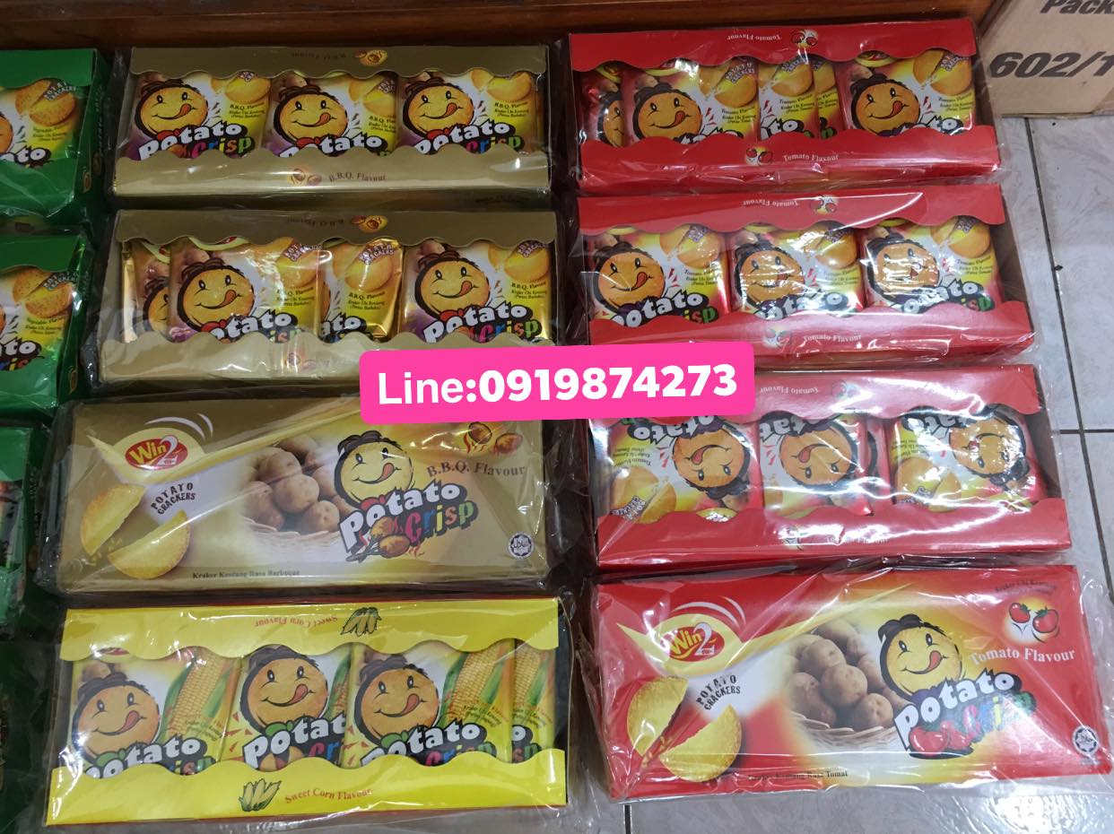 รสซาวครีม (1 กล่อง 30 ซอง) ขนมแคร็กเกอร์มันฝรั่งบางกรอบ ปังยิ้มแลบลิ้น Win2 Potato Crackers Crisp อบใหม่จากมันฝรั่งแท้ รับรองฮาลาล เป็นมิตรกับมังสวิรัต