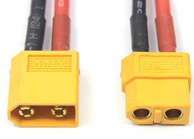 1x คอนเนคเตอร์ XT60 ตัวผู้+ตัวเมีย 1 คู่ ยาวด้านละ 10 ซม