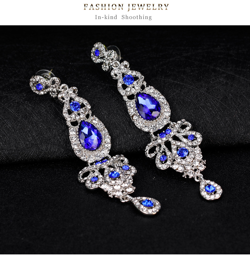 (พร้อมส่ง) ต่างหู 111 (เข็ม) สีน้ำเงิน ต่างหูนางงาม