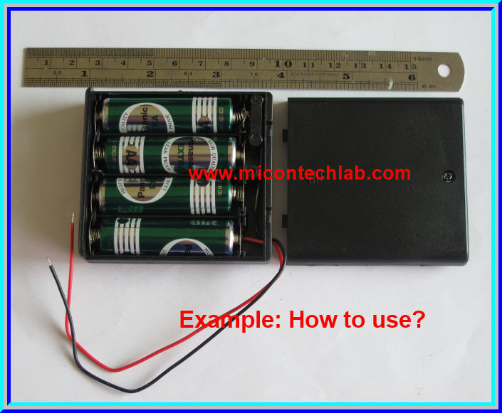 1x กล่องถ่านมีฝา ขนาด AA 4 ก้อน มีสวิตซ์เปิดปิด
