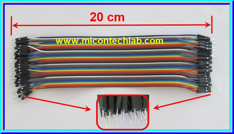 1x จั๊มเปอร์ปลายผู้ผู้ (M2M) 40 เส้น 20 ซม. (Jumper)