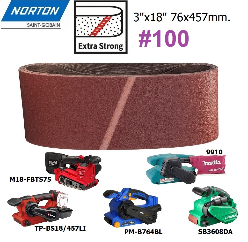 ผ้าทรายสายพาน3"x18" #100 NORTON