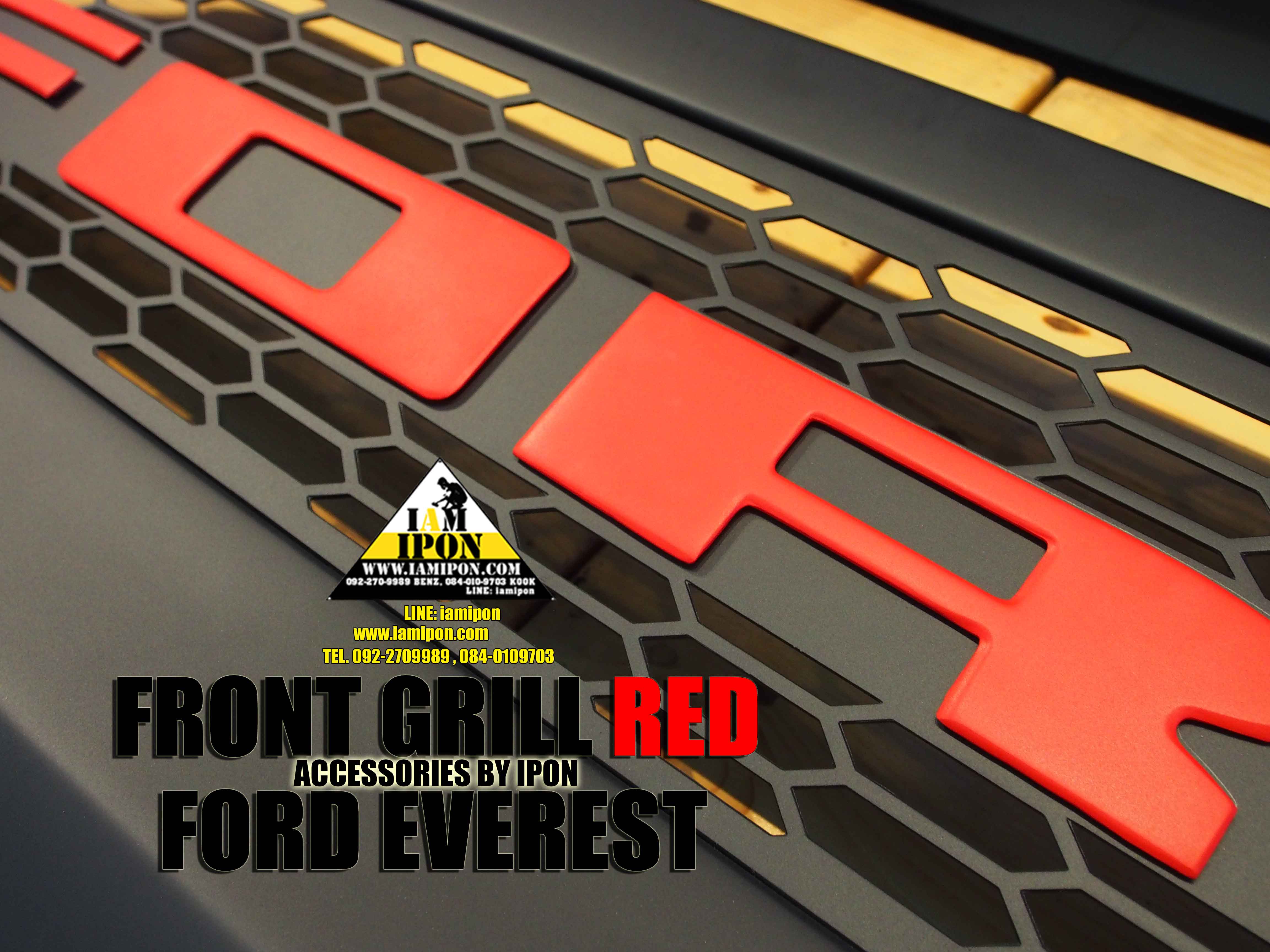 FRONT GRILL RED FORD EVEREST กระจังหน้าฟอร์ดเอเวอเรสต์ตัวหนังสือแดง