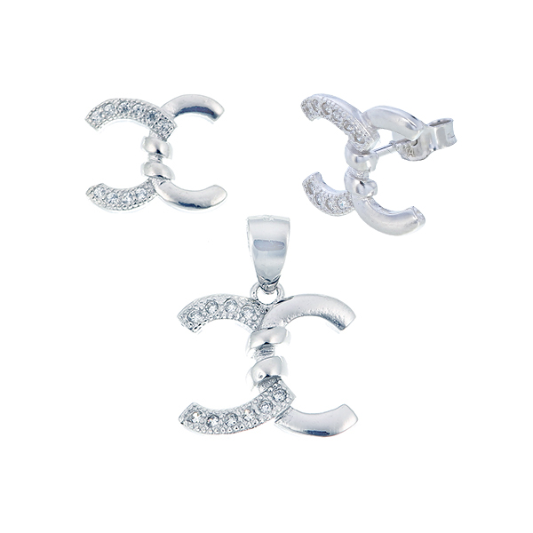 ต่างหูพร้อมจี้ ( เงิน ) = Earring with Pendant ( Silver )