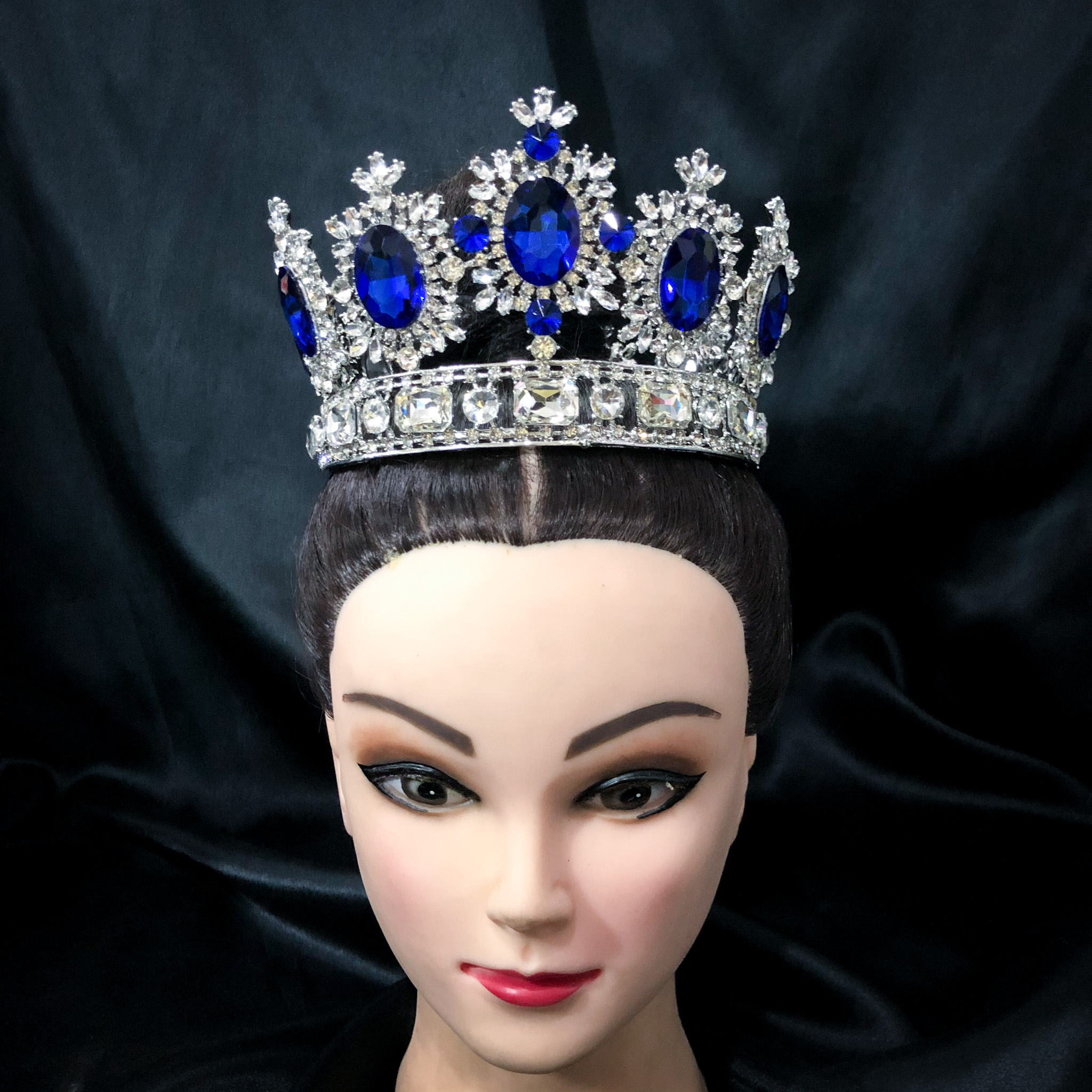 (พร้อมส่ง) มงกุฏ 071 สีน้ำเงิน มงกุฎนางงาม เพชรใหญ่ งานละเอียด QC ทุกเม็ด