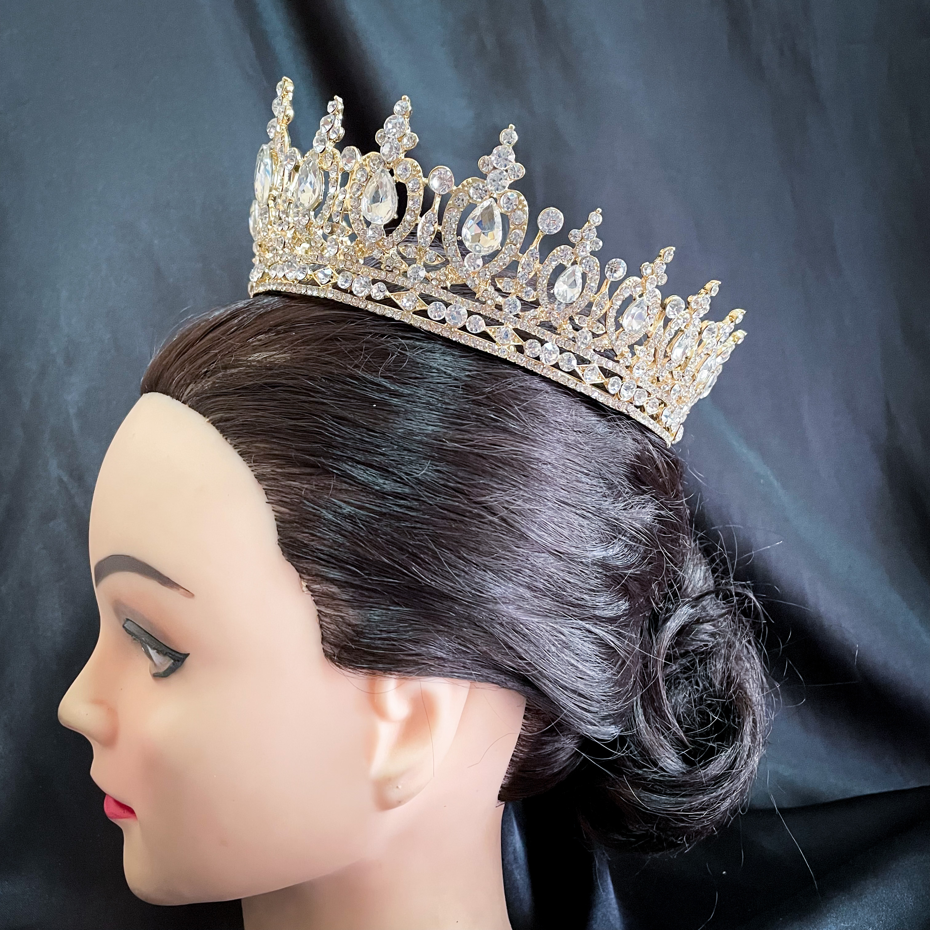 (พร้อมส่ง) มงกุฏ 074 สีทอง มงกุฎนางงาม มงกุฎประกวด สีเงิน เพชรวาว งานสวย งานละเอียด